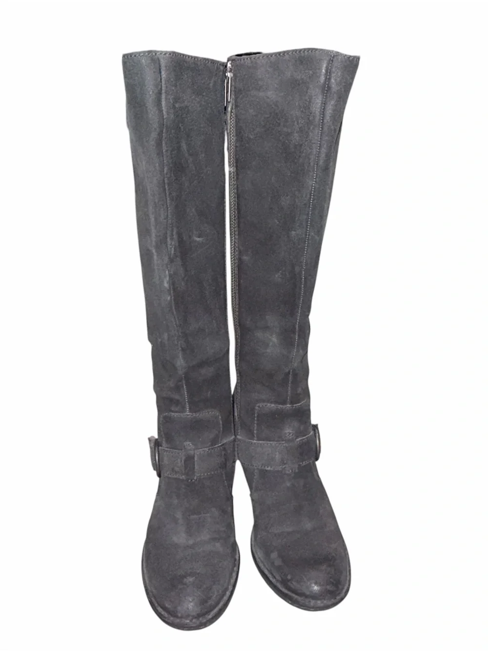 Born Black Distressed Nubuck Leather Tall Heeled Riding Boots size 38 7
